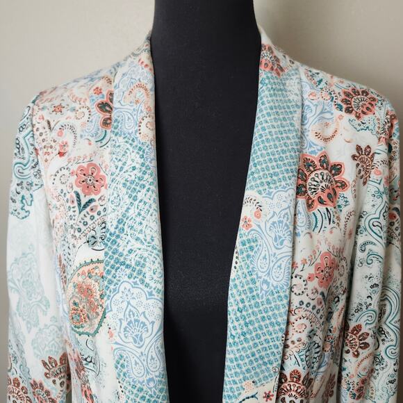 Chico's Women's Multi-Color Paisley Open Front Blazer Jacket Size 1 (Medium) - Picture 2 of 12